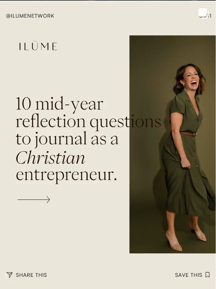 10 mid-year reflection questions with a woman in a green dress